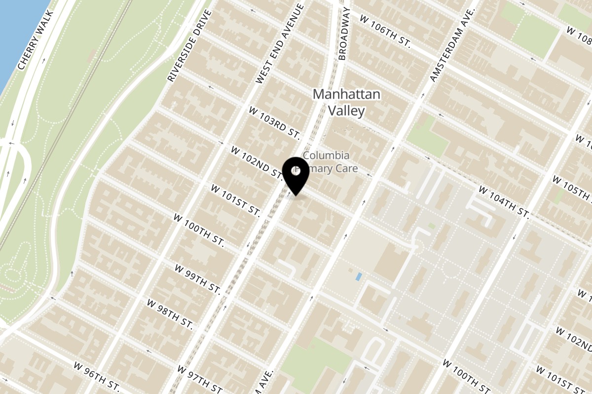 Map showing the location of Telio Restaurant on 2672 Broadway in New York